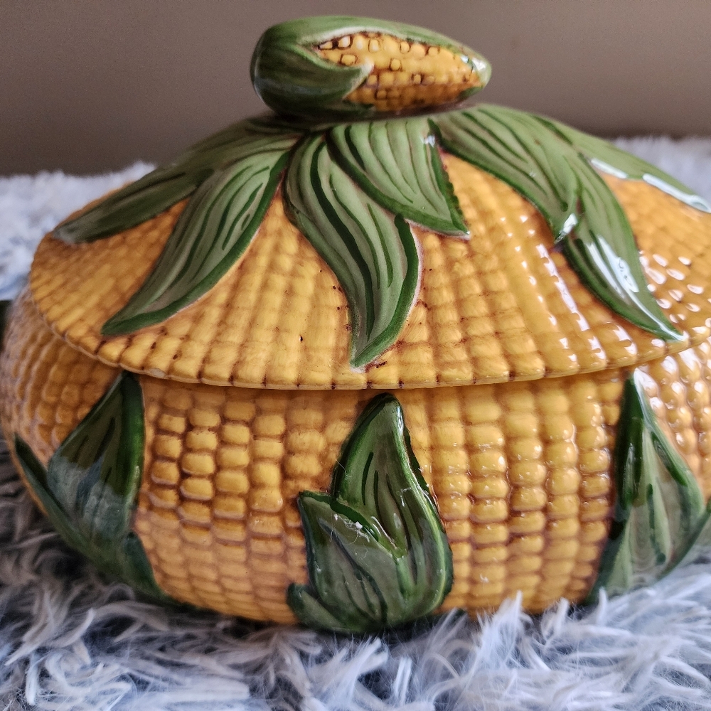 Vintage Ceramic Corn Tureen with Lid – Signed RFS ‘78